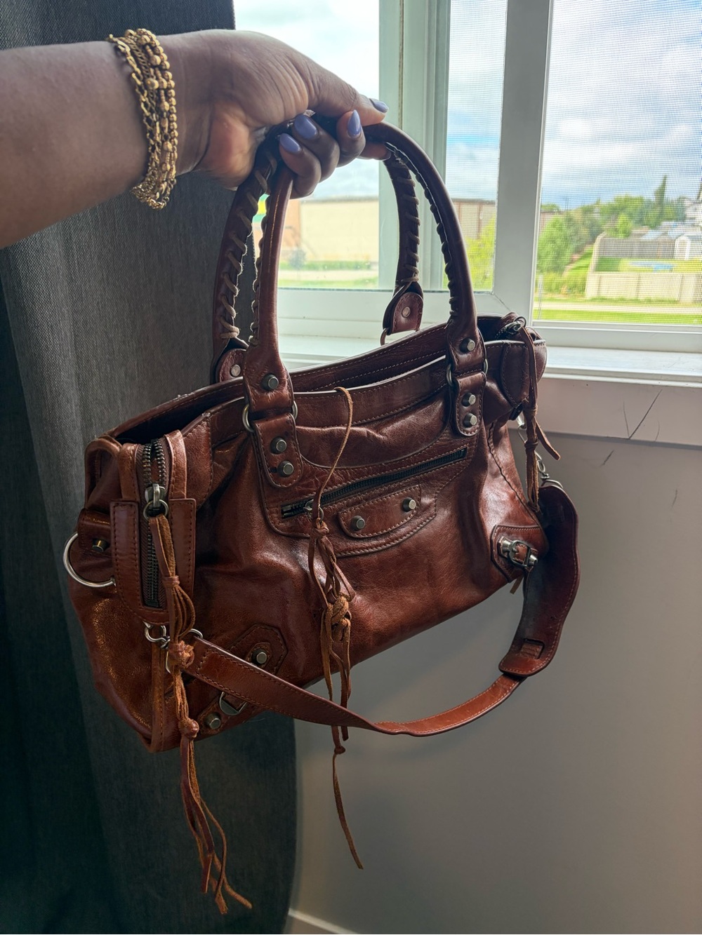 Balenciaga city bag Brown Leather Shoulder Bag with Dual Handles